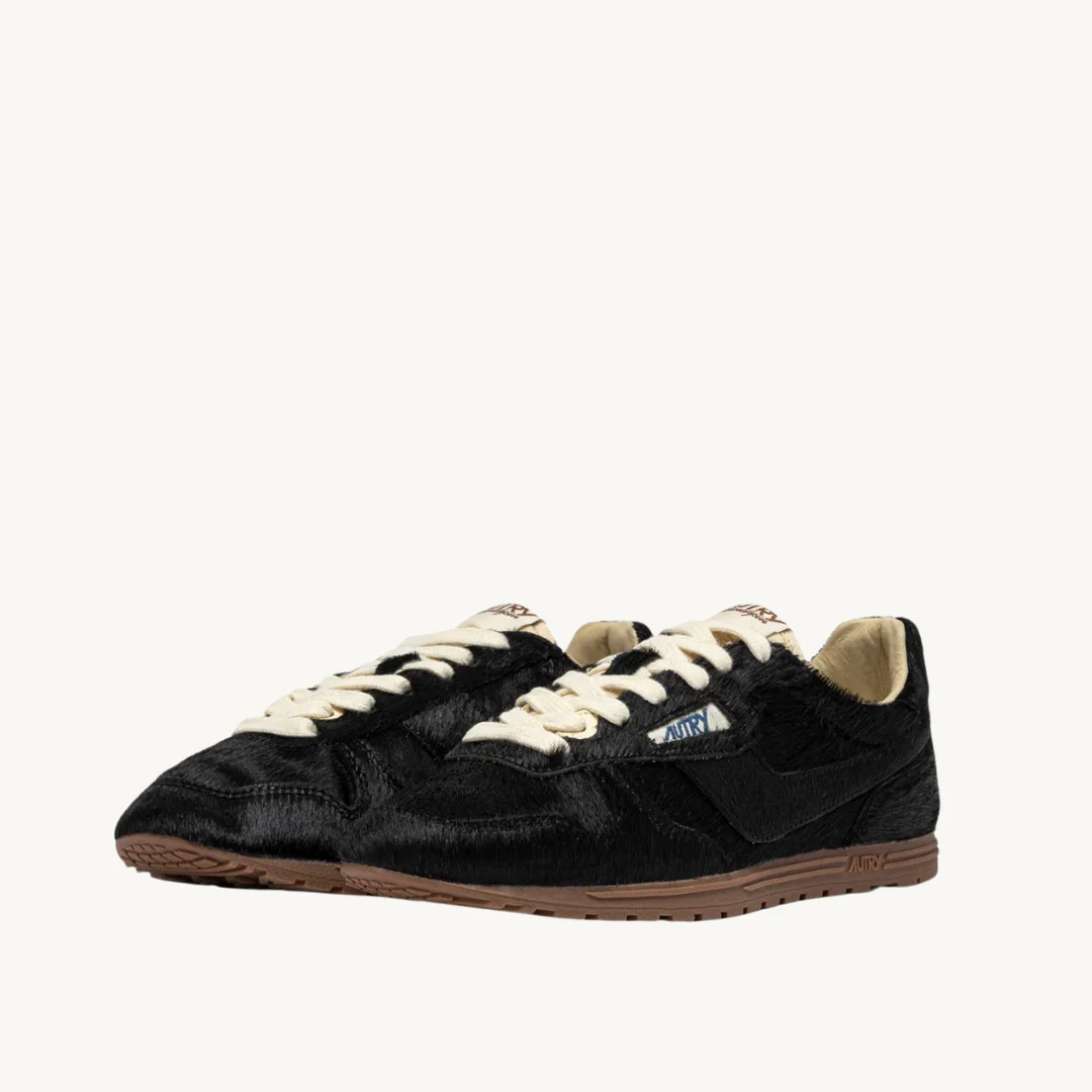Windspin Low Sneaker (Black + Ivory Pony Skin) - Image 2