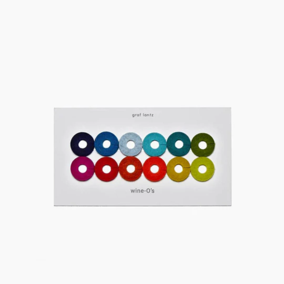 Wine-O's Merino Wool Felt Round Wine Markers (Rain)