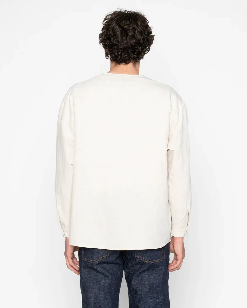 Wise Guy Shirt Linen Blend Denim (Ecru) - Image 4