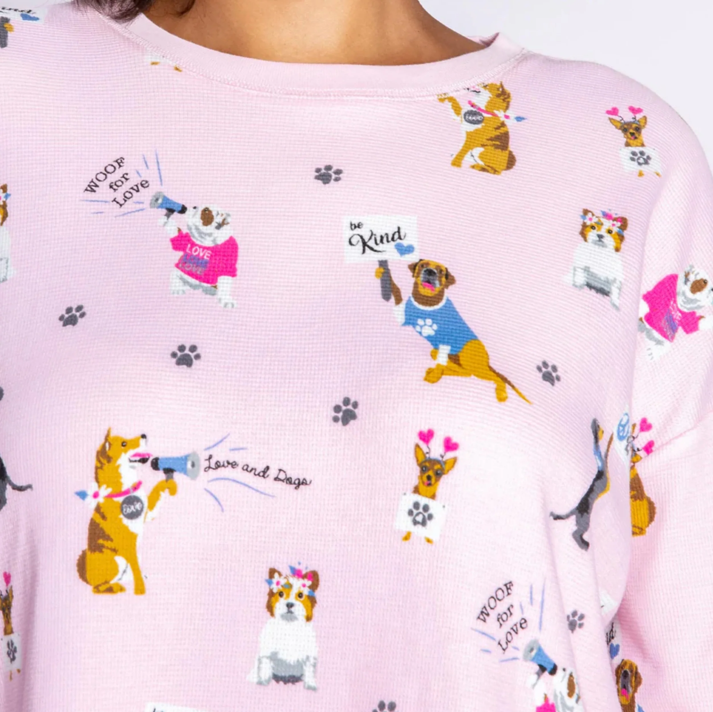 Woof for Love Dog Print Long Sleeve Top (Blush) - Image 2