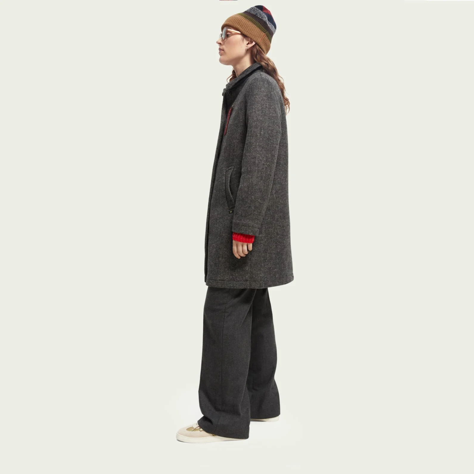 Wool-Blended Tailored Coat (Black Sky Herringbone) - Image 2