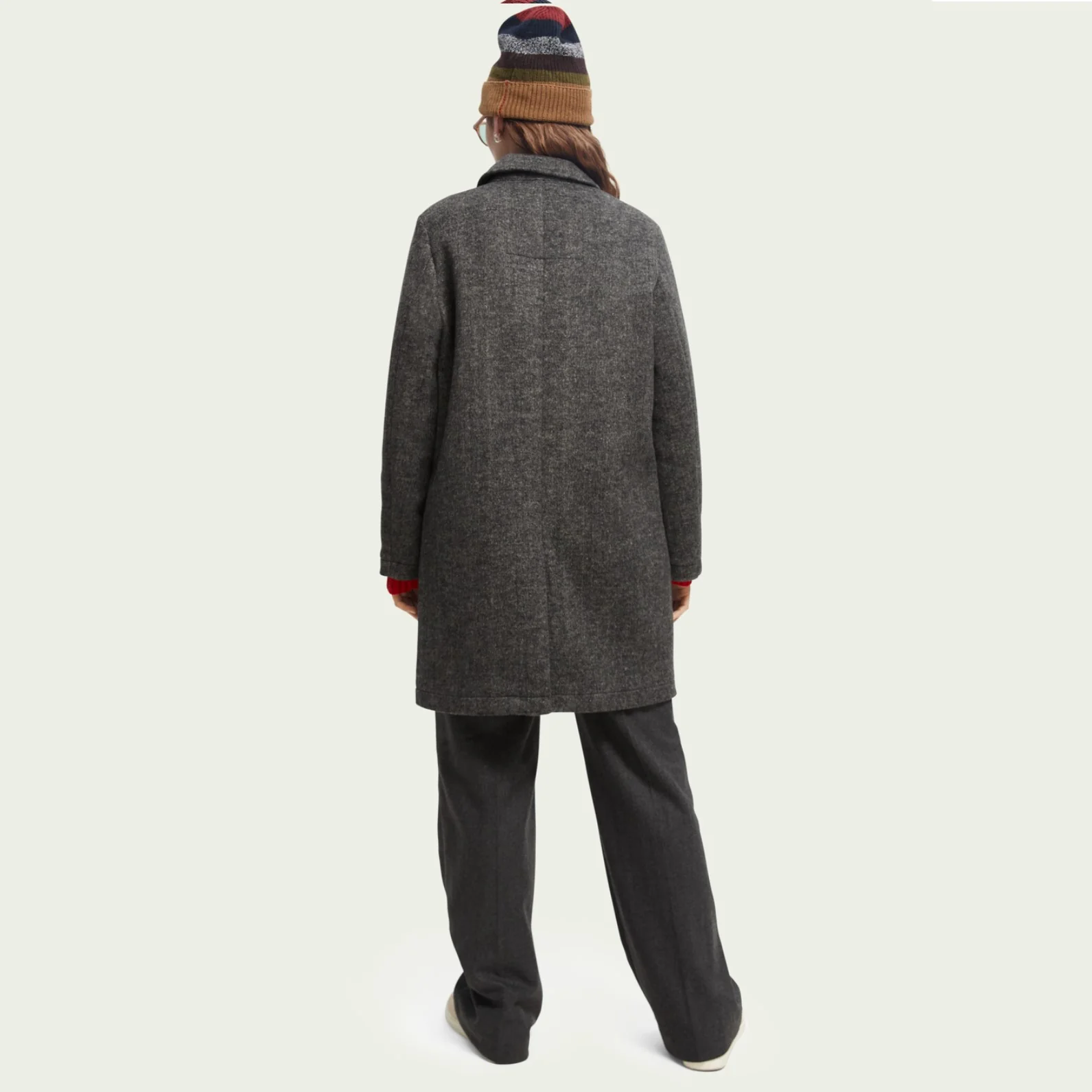 Wool-Blended Tailored Coat (Black Sky Herringbone) - Image 3
