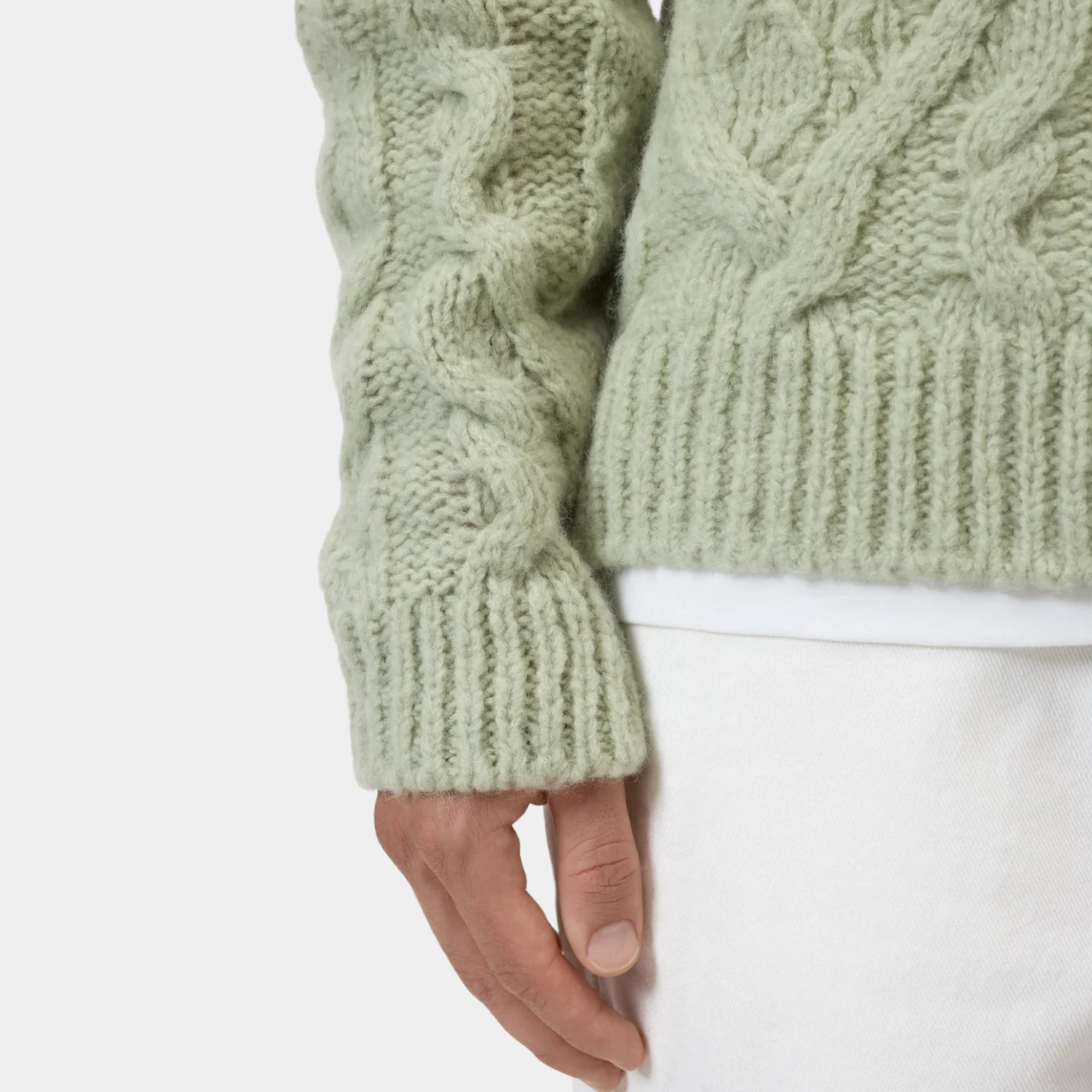 Wool Cable Knit Sweater (Lichen Green) - Image 5