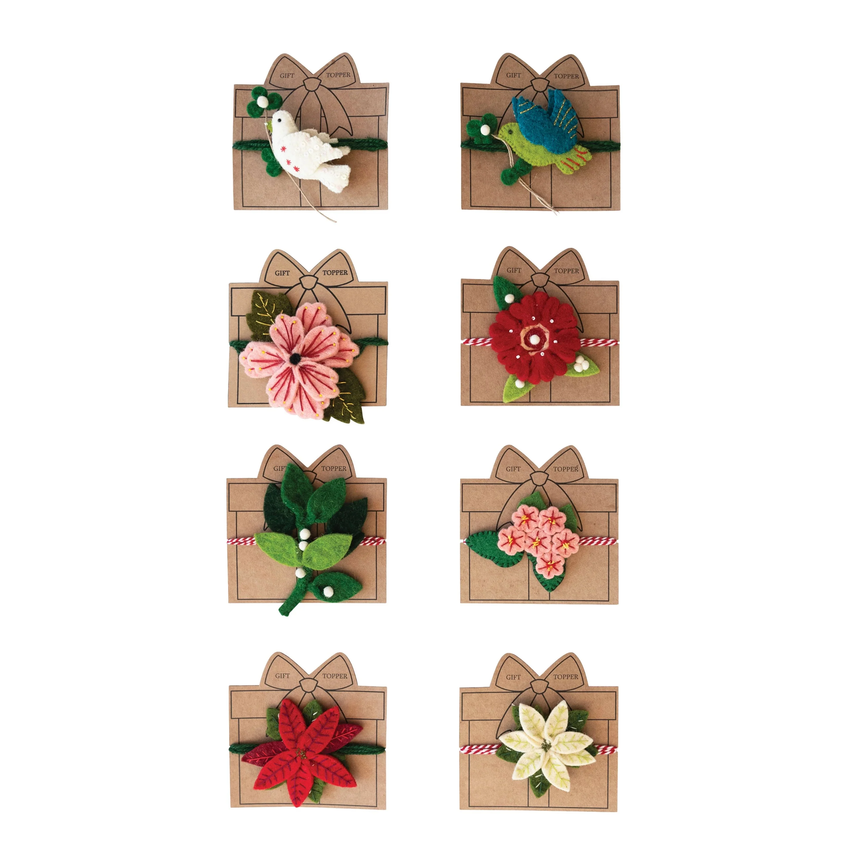 Wool Felt Gift Topper Ornament (Assorted Styles)