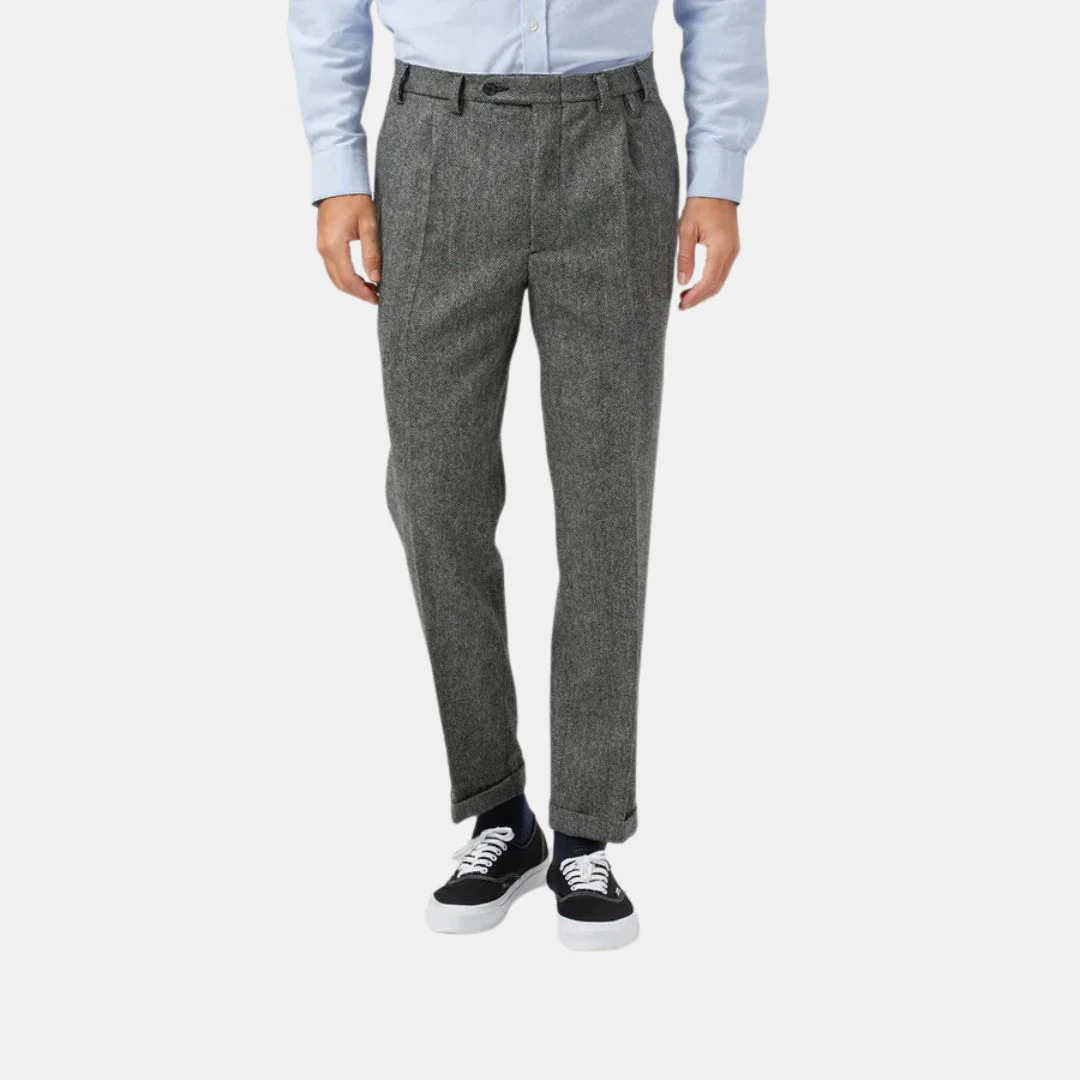 Wool Herringbone Trousers - Image 3