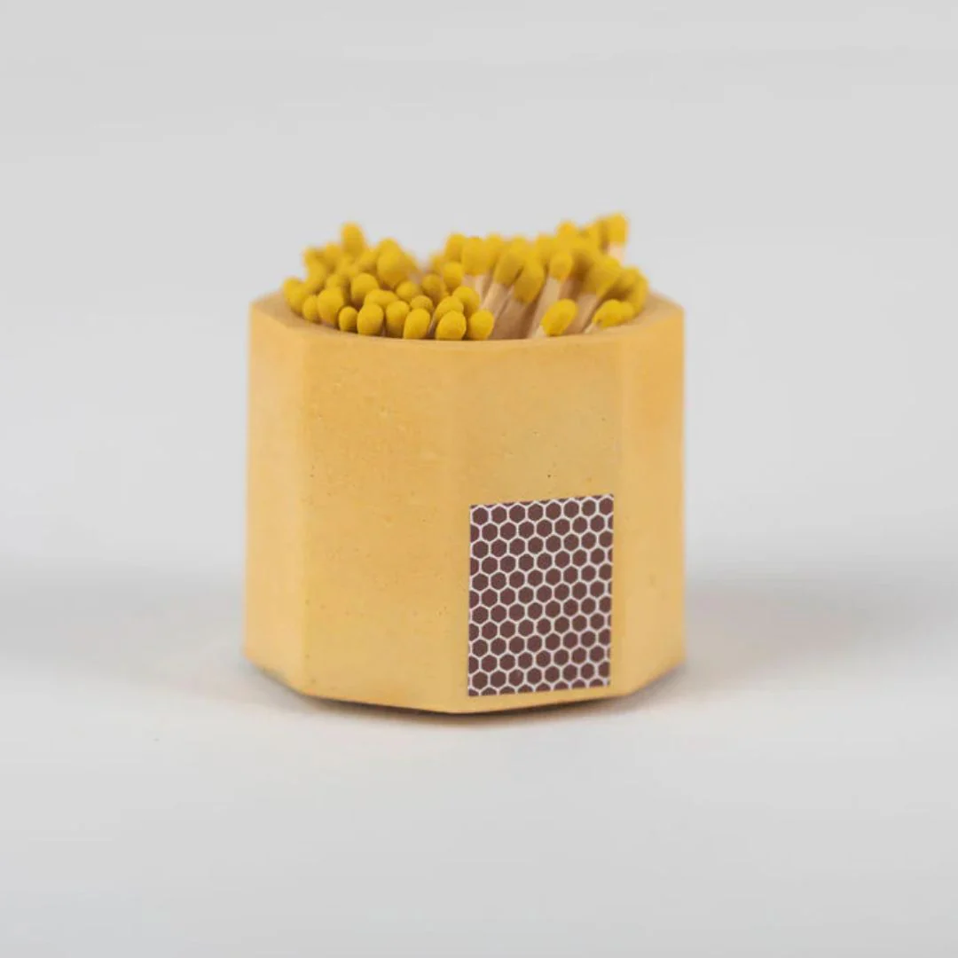 Yellow Match Holder w/ Striker and Yellow Matches