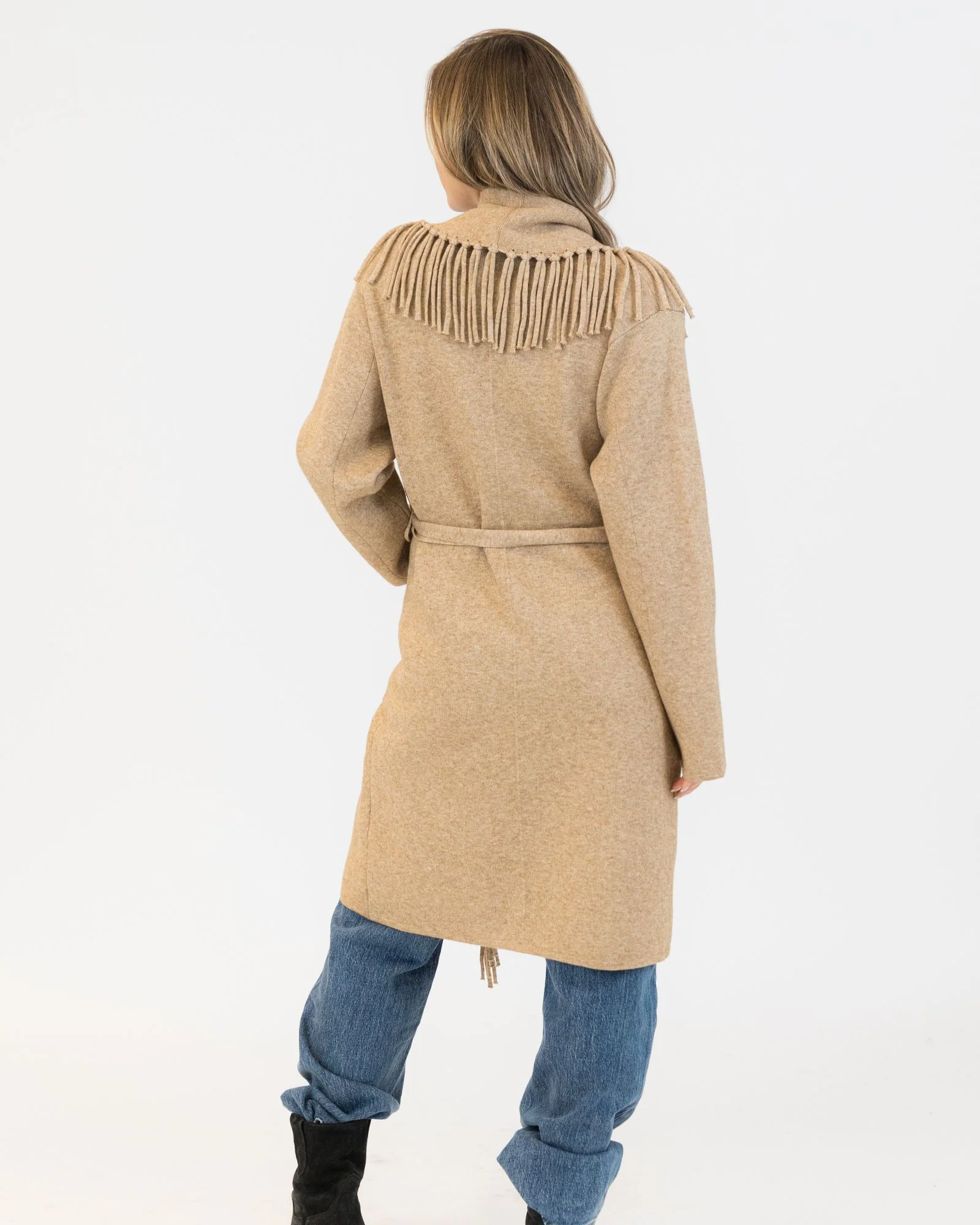 Ziggy Fringe Coat (Beige) - Image 3