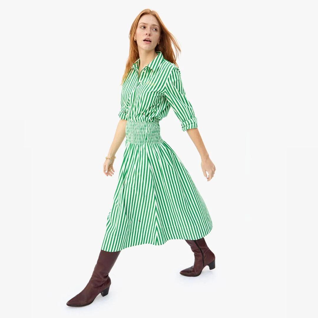 Zoe Skirt (Green + Cream Stripe) - Image 2